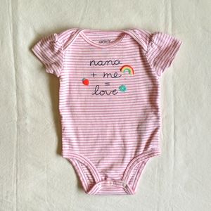carter's striped nana + me short sleeve bodysuit diaper shirt 6 months baby girl